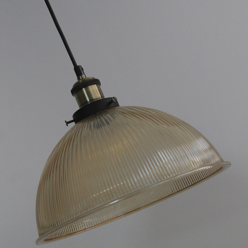 Industrial ribbed glass on sale pendant light